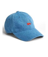 New Gap Women Blue Denim Embroidered Red Cherry Cotton Baseball Hat One ... - £19.74 GBP