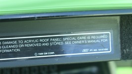 1986-88 Corvette C4 Removable Targa Top Roof Smoked Acrylic Glass Panel image 15