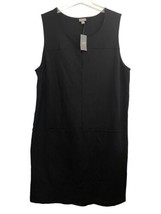 J. Jill Sleeveless Ponte Shift Dress Size 2X Black Pockets Stretch Caree... - $36.47