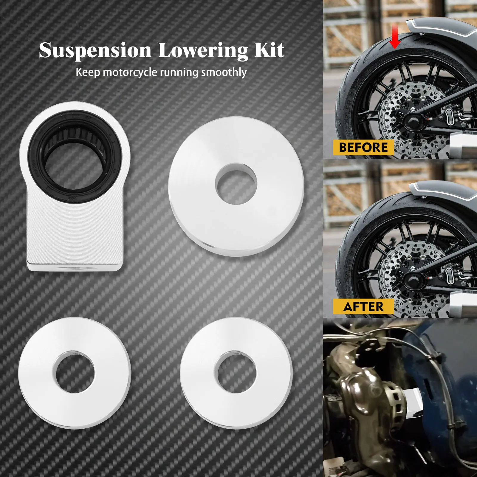 Motorcycle Rear Shock Lowering Kit Aluminium  Harley Softail Breakout Fat Bob Lo - £615.97 GBP
