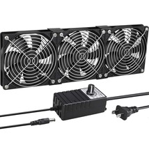Big Airflow 3 X 120Mm Fans Dc 12V Powered Fan With Ac 110V - 240V Speed Control, - £58.30 GBP