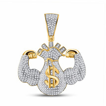 10kt Yellow Gold Mens Round Diamond Flex Money Bag Charm Pendant 1-1/3 Cttw - £1,363.63 GBP