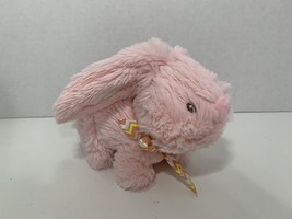 G by Gund small mini plush pink Easter bunny rabbit chevron orange striped bow - £3.94 GBP