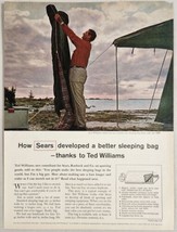 1962 Print Ad Ted Williams Sears Sleeping Bags Camping at Lake Shore  - £16.81 GBP