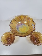 Indiana Carnival Glass Harvest Gold 9&quot; Candy Bowl  2 Candlesticks Consol... - $32.71