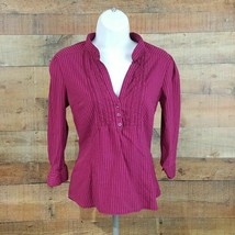H&amp;M Top Womens Size 6 Red Striped TE5 - $7.42