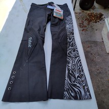 Vtg Teknic Black/Silver Leather Motorcycle Riding Pants Size 12 Womens N... - $55.98