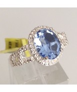 Sky Blue Made With SWAROVSKI Crystal 925 Ring SZ 7 - $34.28 CAD