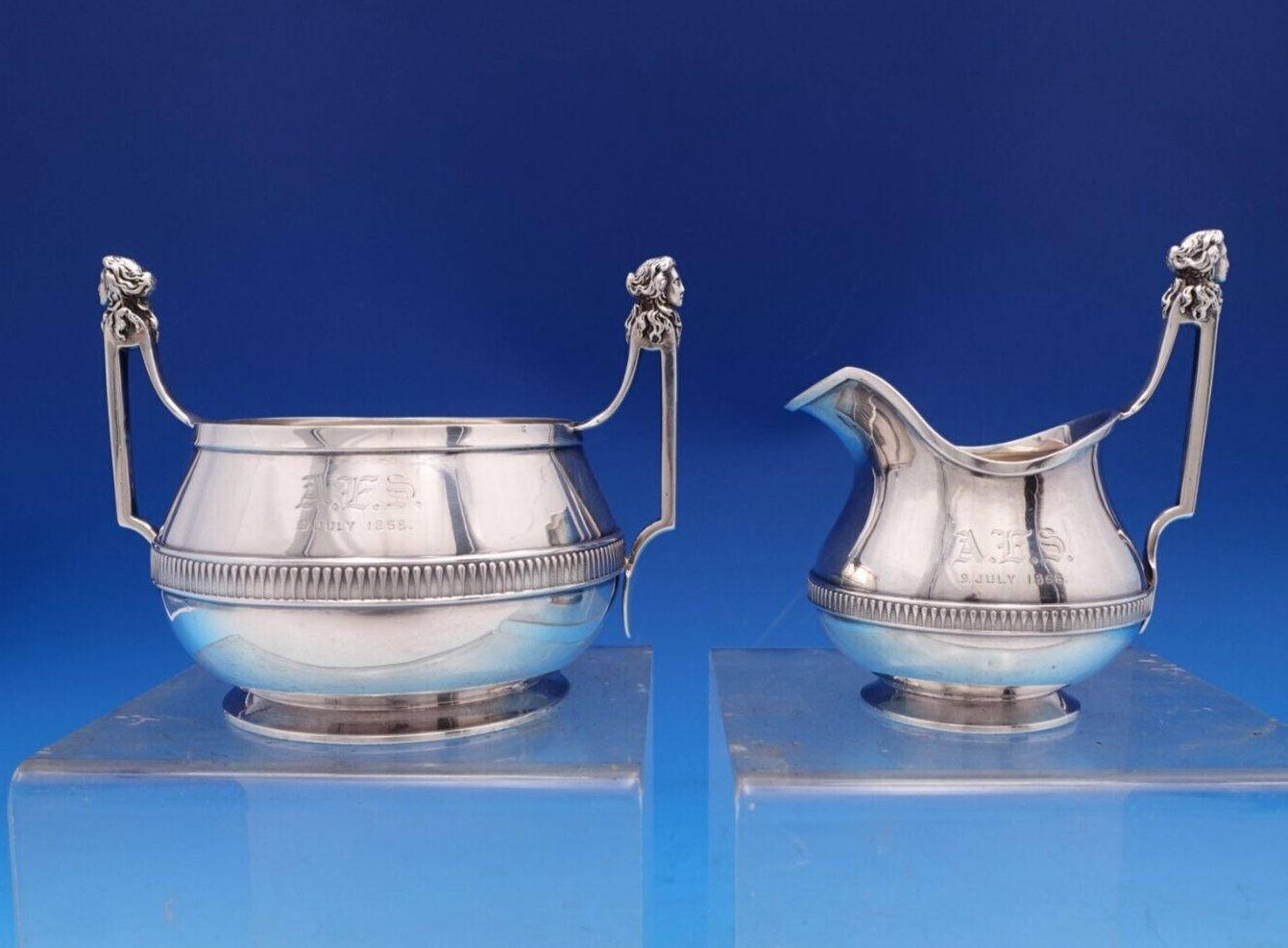 Bust by Gorham Sterling Silver Sugar &amp; Creamer #420 Dated 1868 (#8404) - $1,831.50