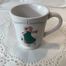 Vintage Ceramic Holly Hobbie Christmas Keepsake Stoneware Mug Seasons Greetings - £6.36 GBP