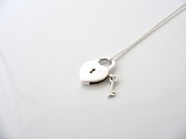 Tiffany &amp; Co Silver Heart Key Padlock Charm Necklace Pendant Bracelet Gi... - £260.73 GBP