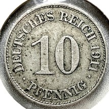 1911 E German Empire 10 Pfennig Coin - £6.98 GBP