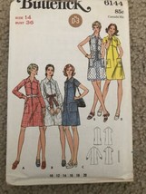 Vintage Butterick Pattern 6144 Zip Front Slightly A Line Day Dress 1960&#39;... - £11.77 GBP