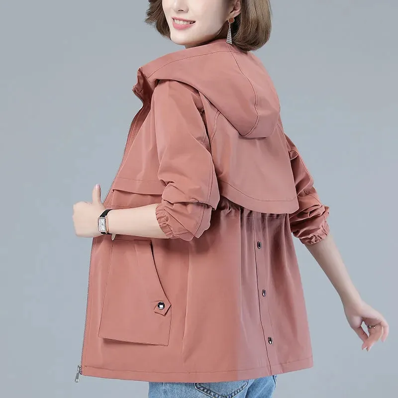 s Trench Coat New Spring Autumn ing Korean Loose Hooded Coats Plus Size ... - £129.30 GBP