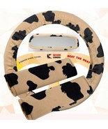 Steering wheel cover, seat belt covers and rear view mirror cover Cow print - $25.30 CAD