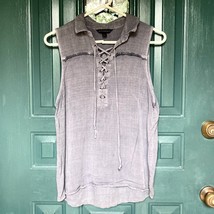 Rock Republic Shirt Womens Large Chambray Blue Gray Sleeveless Top Casual Blouse - £10.90 GBP