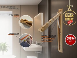 Space-Saving Wall-Mounted FOLDING CLOTHES RACK - Italian Design Closet O... - $2,751.85 MXN