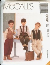 McCalls 8392 BOYS SCHOOL Church Clothes pleat pants shirt tie vest pattern UNCUT - £5.05 GBP