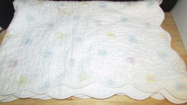 vintage Quiltex Baby pastel Crib quilt comforter Blanket hearts animals ... - £7.73 GBP