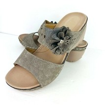 Italina Wedge Gray 7 Sandal Slip On Flower Mule Light Weight Platform Shoe  - £39.86 GBP