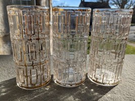 Vintage Imperial Glass Shoji Trellis Gold Highball Tumbler Glasses    - £51.34 GBP