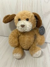 Princess Soft Toys small plush sitting tan brown puppy dog beanbag blue ... - $14.84
