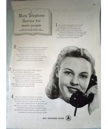 Bell Telephone System Advertising Print Ad Art 1940s - $8.99
