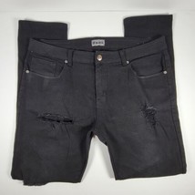 CJ Black Premium Skinny Flex Black Jeans Men&#39;s 36x32 Distressed Ripped EUC - £18.92 GBP