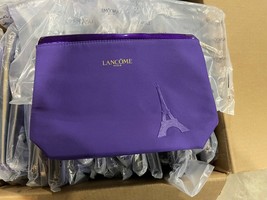 2 x Lancome Cosmetic Makeup Bag Eiffel Tower Design Zippered Pouch Purpl... - $12.85 CAD