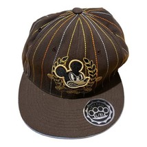 Disney World  Angry Mickey Mouse Fitted Hat L/XL New w/ Sticker Brown Striped - £18.67 GBP