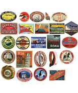 Vintage Hotel Luggage Label Stickers - Pack of 24 Suitcase PVC Travel De... - £12.70 GBP