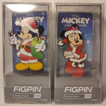 Disney Mickey &amp; Minnie Mouse Enamel Pins FigPins 1018 1019 Official Bundle - £29.38 GBP