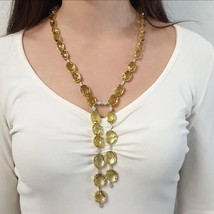 Natural Citrine Necklace,925 Sterling Silver Necklace,Prong Set Faceted Cut  - £885.75 GBP