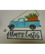 New Metal Happy Easter hanging sign truck full of carrots  Decoration - $6.32