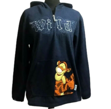 Disney Tigger Womens M Hooded Pullover Sweatshirt Blue Wild Embroidered Vintage - £42.28 GBP