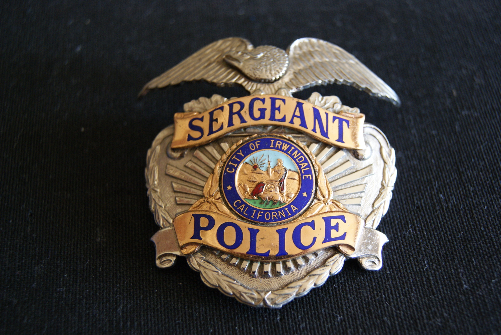 City of Irwindale California.Sergeant Police Hat Badge 1950's.Hallmark Entenmann - $189.55