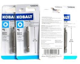 4 Count Kobalt 0459046 2 Inch Power Bit Number 1 Square Recess High Grade Steel - £12.78 GBP