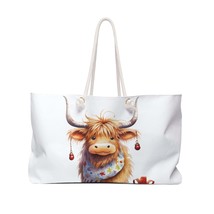 Personalised/Non-Personalised Weekender Bag, Christmas Highland Cow, Large Weeke - £39.32 GBP