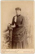 Circa 1880&#39;S Cabinet Card Beautiful Young Woman Black Dress Bostwick New York Ny - £8.85 GBP