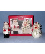 Lenox Holiday Checking it Twice Salt &amp; Pepper Shakers NIB Santa Bag of Toys - $15.00
