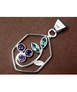 Blue Topaz Pendant, Genuine Multi Stone Jewelry, Topaz and Iolite Pendan... - £87.81 GBP