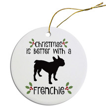 Hand-Painted French Bulldog Christmas Ornament - $25.69