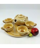 Handmade Art Pottery Tea Set – Rustic Studio Pottery Teapot &amp; Cups – Vtg... - £87.71 GBP