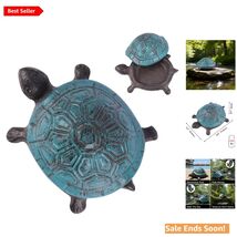 Cast Iron Turtle Key Hider for Outdoors Waterproof Secure Garden Decor Blue - $30.64