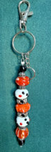 Handcrafted Keychain/Purse Charm, Orange/Black/Silver/Clear glass beads - $11.88