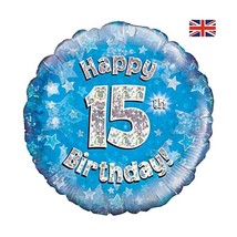 Oaktree UK 18-Inch Happy 15th Birthday Holographic Foil Design Balloons,... - $6.00