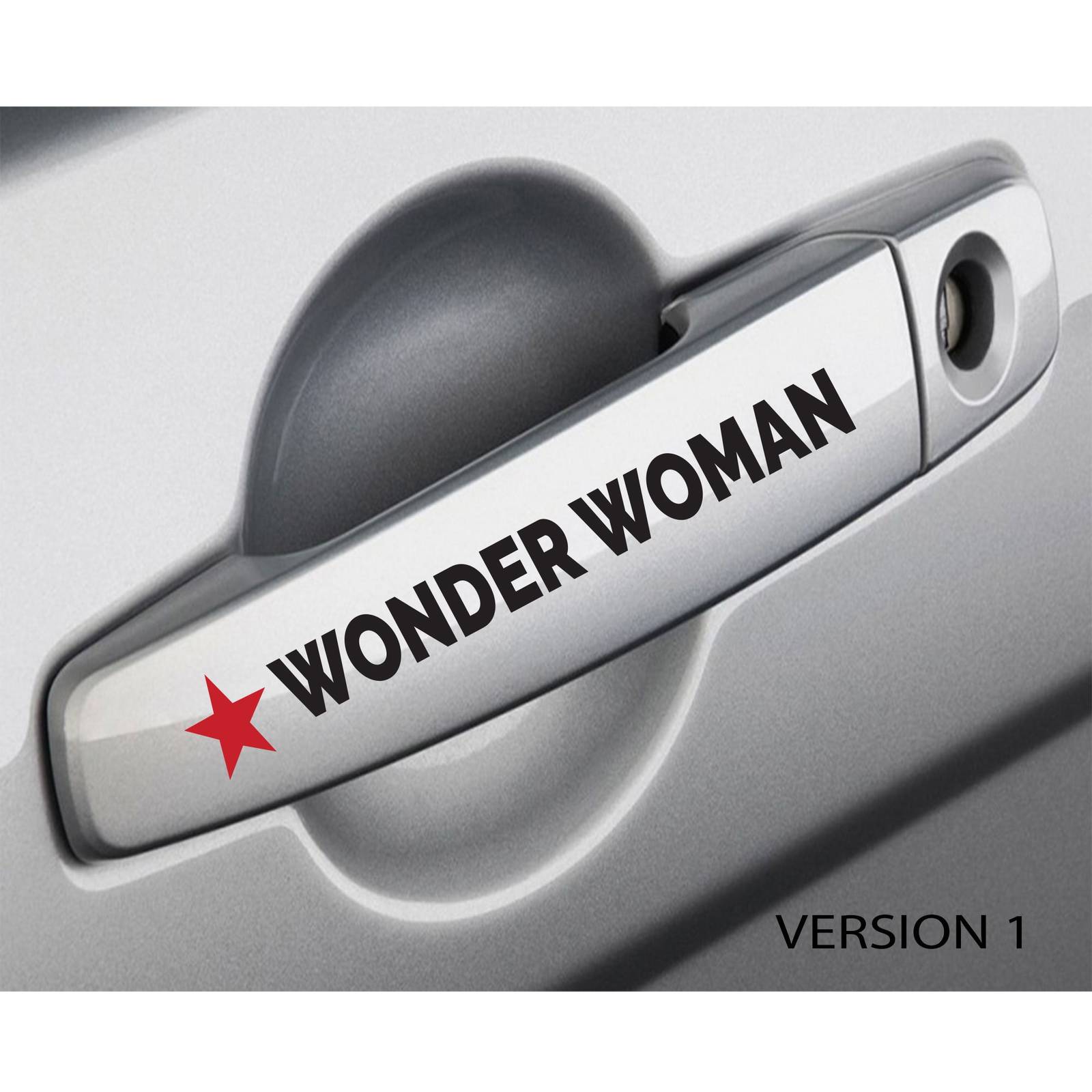 set of two fun decorative stickers, woman, car, bicycle decals. - $8.00