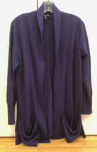 Eileen Fisher Blue Wool Open Front Cardigan Sz L EUC - £36.01 GBP