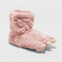 NEW Girls Pink Plush Dinosaur Monster Feet Bootie Slippers sz L 9/10 fau... - $9.95