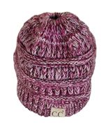 C.C Kids Marled Knit Beanie Hat Pink &amp; Cream Winter Cap Acrylic Made in ... - $14.99